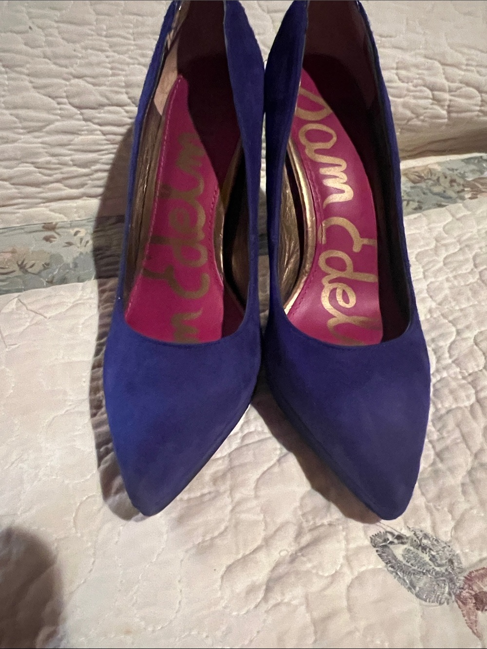 Sam Edelman Royal Blue Suede Pointed Toe Heels - Picture 5 of 8